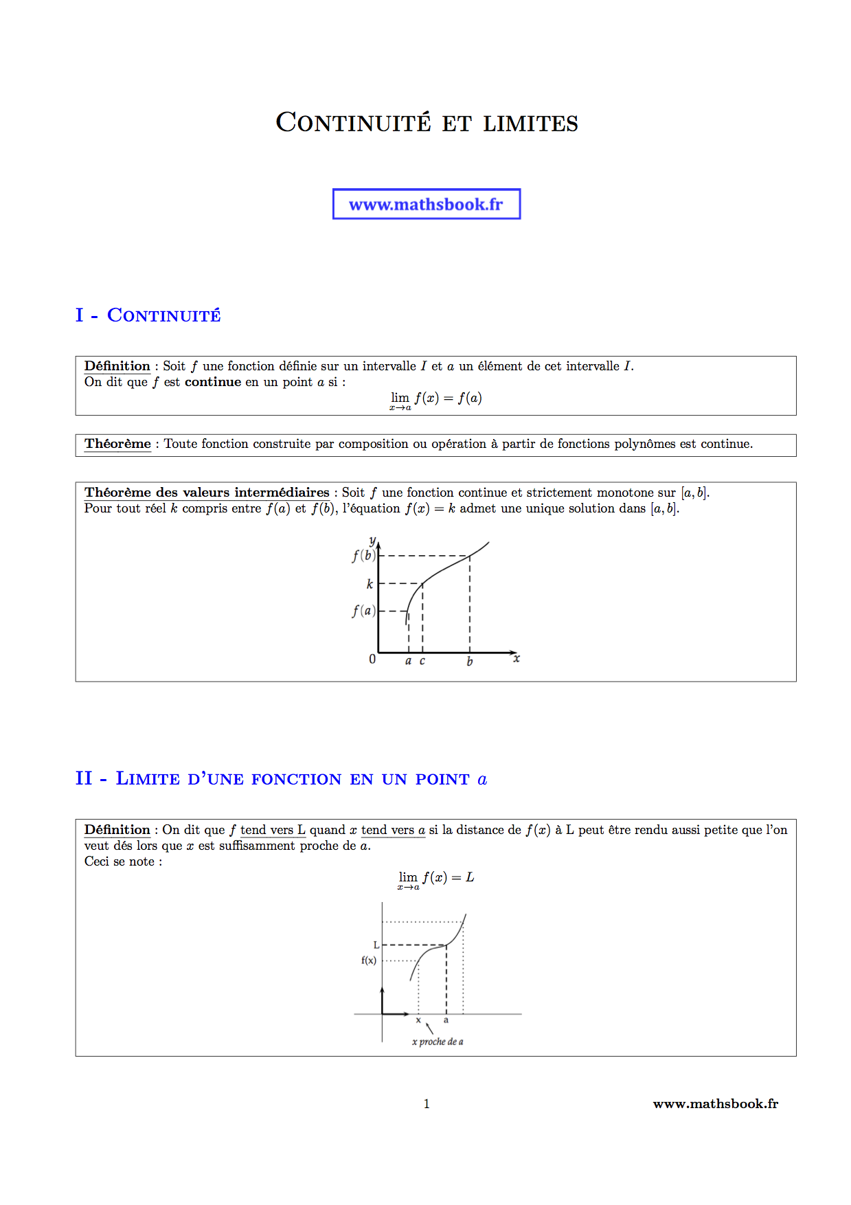 continuite et limite fonction en un point